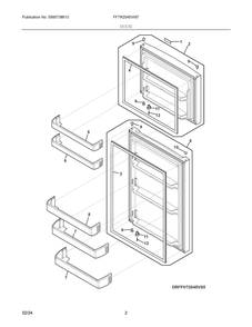 Door Diagram and Parts List for FFTR2045VW7  Frigidaire Refrigerator