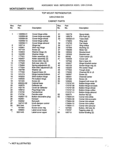 Cabinet Parts Page 2 Diagram and Parts List for 21844A  Frigidaire Refrigerator