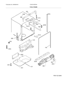 Tub & Frame Diagram and Parts List for E24ID74QPS4A  Electrolux Dishwasher