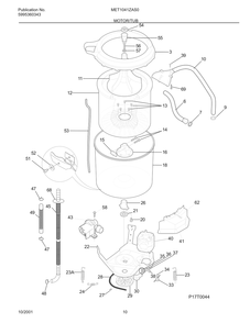 Motor/Tub Diagram and Parts List for MET1041ZAS0  Frigidaire Washer Dryer Combo
