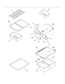 Shelves Diagram and Parts List for FFHI2126LK4  Frigidaire Refrigerator