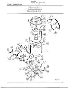 Tub, Hoses, Motor Diagram and Parts List for 6289-87A  Frigidaire Washer