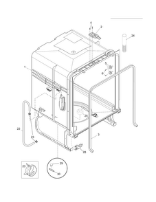 Tub Diagram and Parts List for FDB520RHB3  Frigidaire Dishwasher