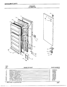 Freezer Diagram and Parts List for 43017A-0  Frigidaire Freezer