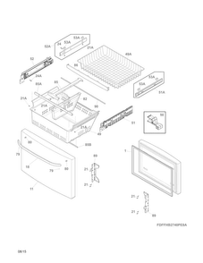 Freezer Drawer, Baskets Diagram and Parts List for FFHB2740PE8A  Frigidaire Refrigerator