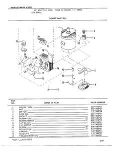 Power Control Diagram and Parts List for 8488A  Frigidaire Range