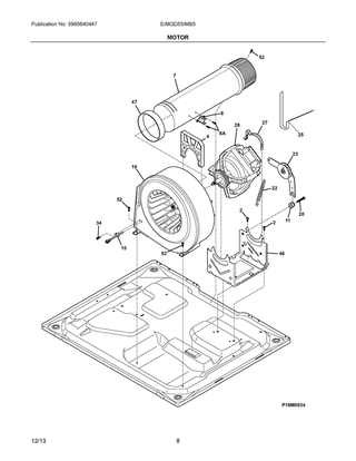 Motor Diagram and Parts List for EIMGD55IMB5  Frigidaire Dryer