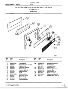 Backguard Diagram and Parts List for 4820A  Frigidaire Range