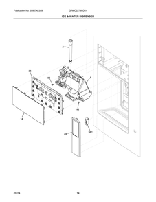 Ice And Water Dispenser Diagram and Parts List for GRMC2273CD01  Frigidaire Refrigerator