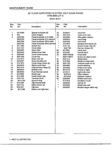 Basic Body Page 2 Diagram and Parts List for 4889A  Frigidaire Range