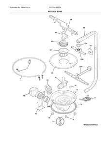 Motor & Pump Diagram and Parts List for FGCD2436SF0A  Frigidaire Dishwasher