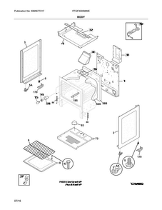 Body Diagram and Parts List for FFGF3005MWE  Frigidaire Range