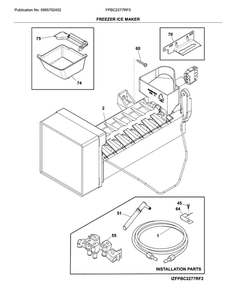 Freezer Ice Maker Diagram and Parts List for FPBC2277RF5  Frigidaire Refrigerator