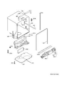 Tub & Frame Diagram and Parts List for LGID2475QF5A  Frigidaire Dishwasher