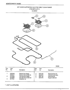Self Clean Range/element Diagram and Parts List for 4879A  Frigidaire Range