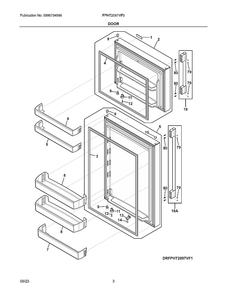 Door Diagram and Parts List for FPHT2097VF3  Frigidaire Refrigerator