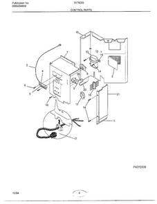 Control Parts Diagram and Parts List for 5176003A  Frigidaire Air Conditioner