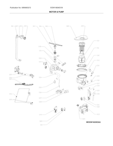 Motor & Pump Diagram and Parts List for EIDW1805KS1B  Electrolux Dishwasher