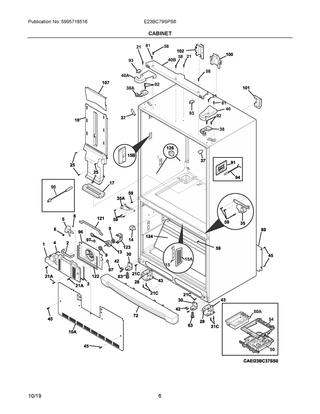 Cabinet Diagram and Parts List for E23BC79SPS6  Frigidaire Refrigerator