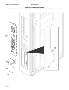 Controls And Water Dispenser Diagram and Parts List for GRMN2872AF02  Frigidaire Refrigerator