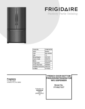 01 - COVER SHEET Diagram and Parts List for FFHN2750TD0  Frigidaire Refrigerator