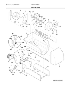 Ice Container Diagram and Parts List for DFHS2313MFKA  Frigidaire Refrigerator