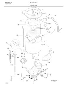 Motor / Tub Diagram and Parts List for MEX731CAS2  Frigidaire Dryer