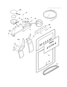 Ice & Water Dispenser Diagram and Parts List for FFHS2322MQ5  Frigidaire Refrigerator