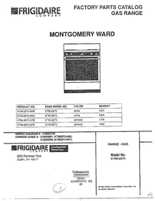 Front Page Diagram and Parts List for 2873B  Frigidaire Range