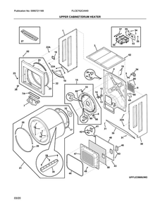 Upper Cabinet/Drum Heater Diagram and Parts List for FLCE752CAW0  Frigidaire Washer Dryer Combo