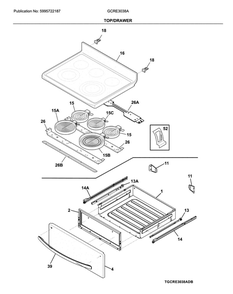 Top/Drawer Diagram and Parts List for GCRE3038ADB  Frigidaire Range