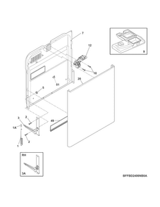 Door Diagram and Parts List for WWBD2400HW5B  Westinghouse Dishwasher