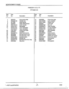 Freezer 16 Cubic Feet Page 2 Diagram and Parts List for 46351-0C  Frigidaire Freezer