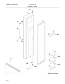 Freezer Door Diagram and Parts List for FFHS2311PFGA  Frigidaire Refrigerator