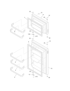 Door Diagram and Parts List for 2536172201A  Kenmore Refrigerator