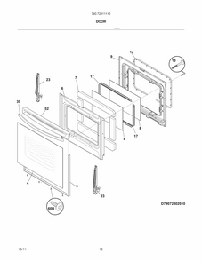 Door Diagram and Parts List for 79072311110  Kenmore Range