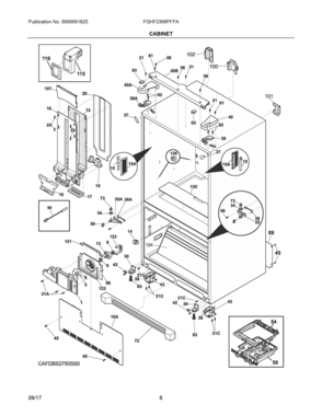04 - CABINET Diagram and Parts List for FGHF2366PFFA  Frigidaire Refrigerator