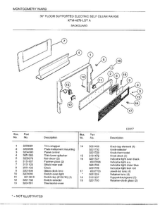 Self Clean Range/backguard Diagram and Parts List for 4879A  Frigidaire Range