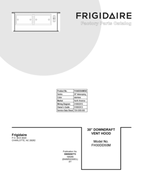 01 - COVER SHEET Diagram and Parts List for FH30DD50MSB  Frigidaire Range Hood