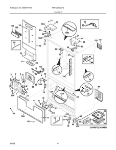 Cabinet Diagram and Parts List for PRFC2383AFD  Frigidaire Refrigerator