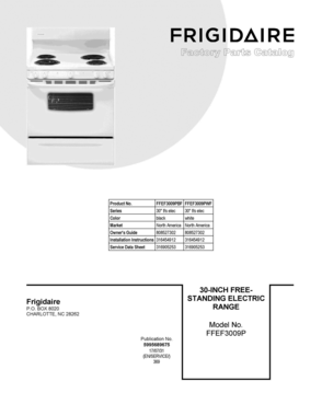 01 - COVER SHEET Diagram and Parts List for FFEF3009PWF  Frigidaire Range