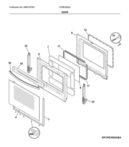 Door Diagram and Parts List for FCRE3052ABD  Frigidaire Range