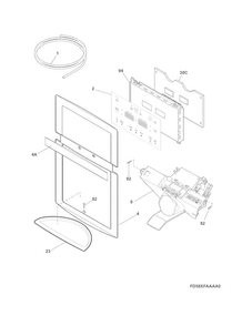 Controls & Ice Dispenser Diagram and Parts List for FGHB2844LFE  Frigidaire Refrigerator