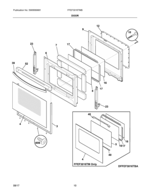 05 - DOOR Diagram and Parts List for FFEF3016TMB  Frigidaire Range