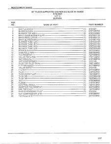 30` Floor/burner Page 2 Diagram and Parts List for 2507A  Frigidaire Range