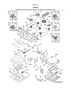 Burner Diagram and Parts List for 79078043413  Kenmore Range