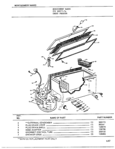 Chest Freezer Diagram and Parts List for 89977-7A  Frigidaire Freezer