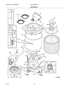 Motor/Tub Diagram and Parts List for MLCE10ZEMW3  Frigidaire Dryer