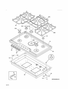 Main Top Diagram and Parts List for 79032692410  Kenmore Cooktop