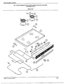 30" Floor Supported Main Top Diagram and Parts List for 4409A  Frigidaire Range